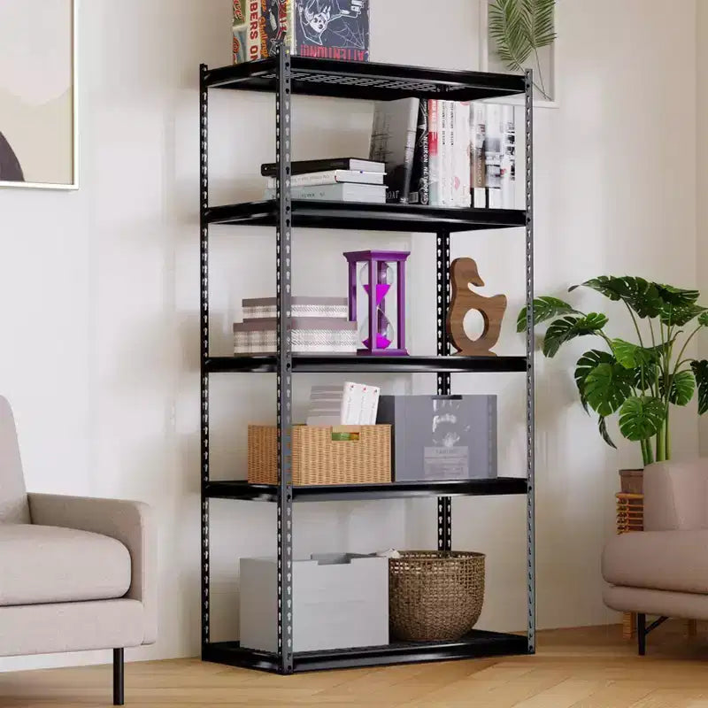 5-Tier 36x18x72" Steel Boltless Shelving with Wire Deck - Dark Gray
