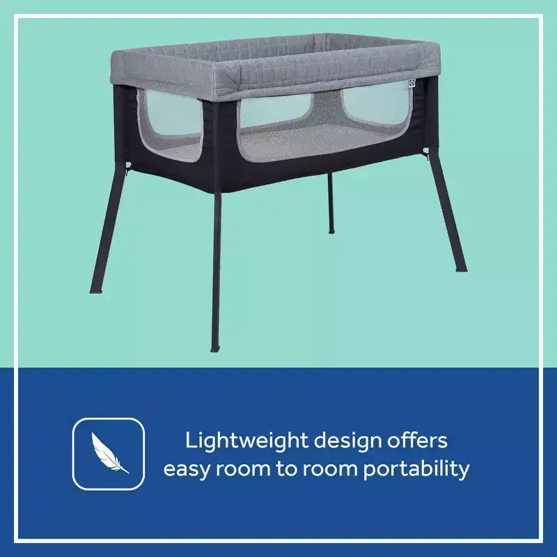 Breathable Lightweight Baby Bassinet with Storage Pocket - Gray