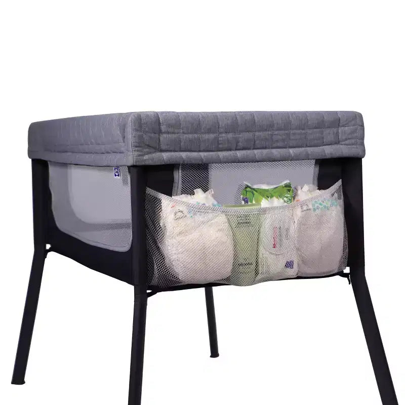 Breathable Lightweight Baby Bassinet with Storage Pocket - Gray