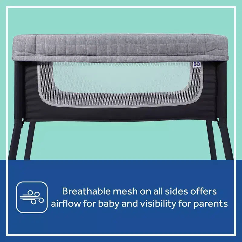 Breathable Lightweight Baby Bassinet with Storage Pocket - Gray