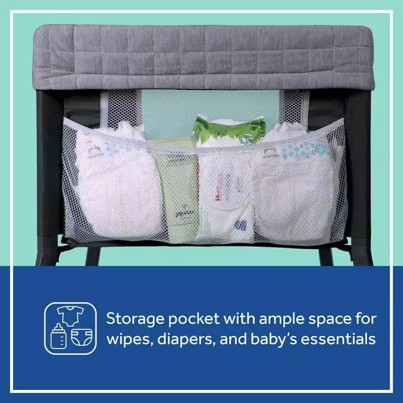 Breathable Lightweight Baby Bassinet with Storage Pocket - Gray