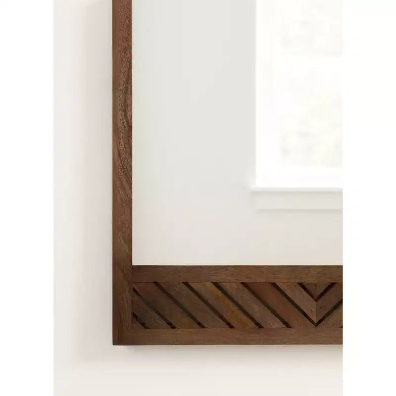 24x36" Wood Rectangle Wall Mirror - Brown