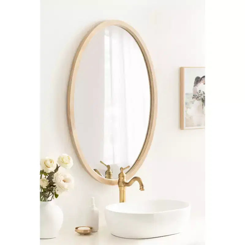 24x36" Oval Framed Wall Mirror - Natural