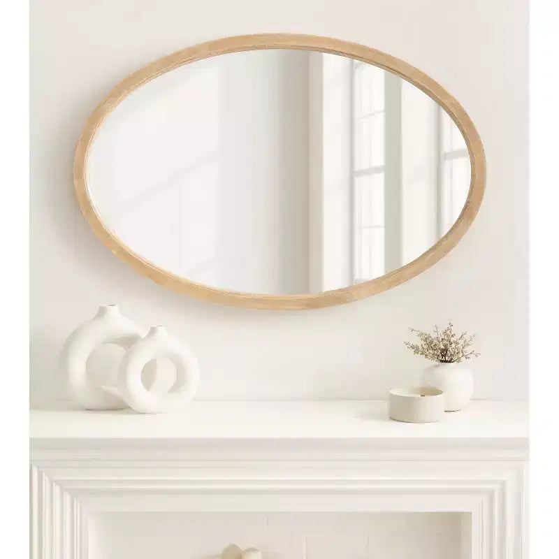 24x36" Oval Framed Wall Mirror - Natural