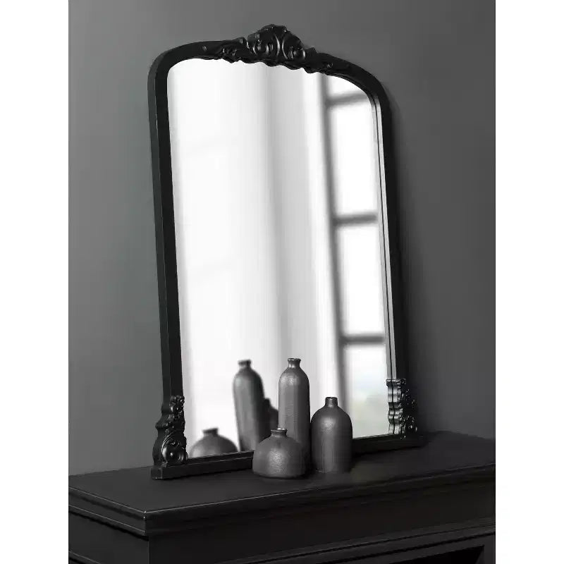 28x35" Arched MDF Wall Mirror - Black