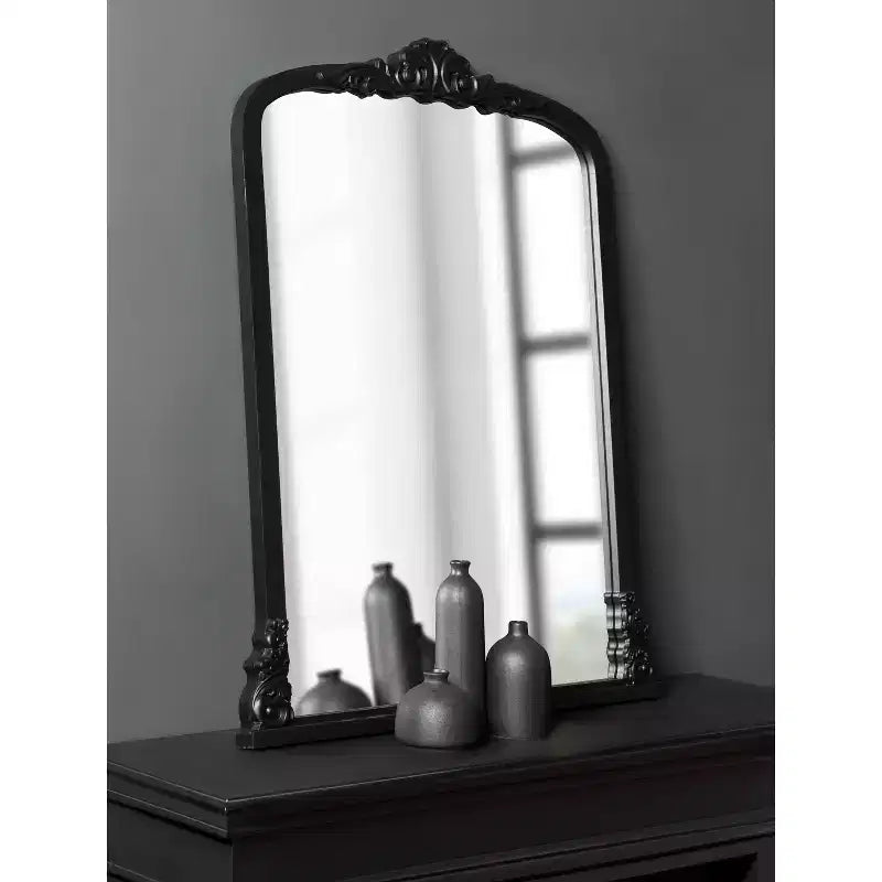 28x35" Arched MDF Wall Mirror - Black