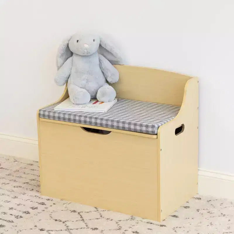 Kids Hinged Toy Chest with Removable Cushion