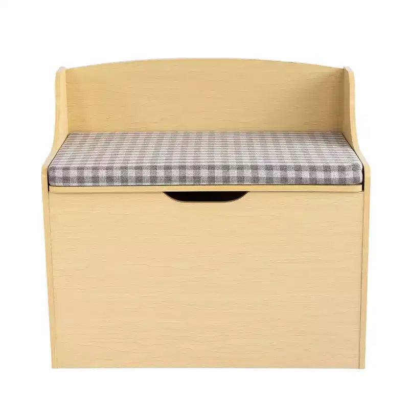 Kids Hinged Toy Chest with Removable Cushion