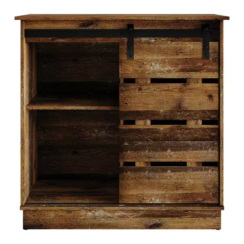 Farmhouse Sliding Barn Door Sideboard Cabinet with 4 Shelves