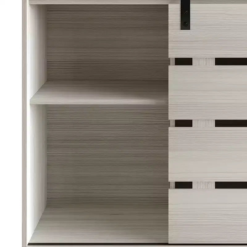 Farmhouse Sliding Barn Door Sideboard Cabinet with 4 Shelves