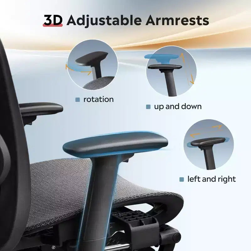 High Back Ergonomic Mesh Office Chair with Retractable Footrest and Adjustable Lumbar - Black