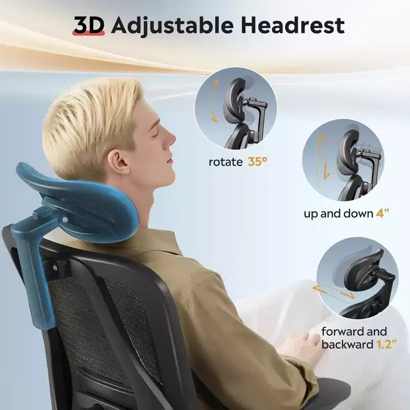 High Back Ergonomic Mesh Office Chair with Retractable Footrest and Adjustable Lumbar - Black
