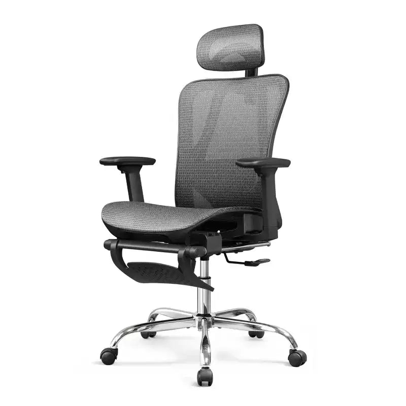 High Back Ergonomic Mesh Office Chair with Retractable Footrest and Adjustable Lumbar - Black