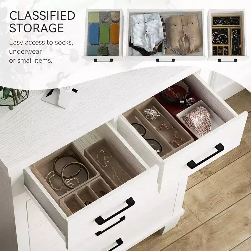 45" Tall 6 Drawer Wooden Dresser Chest - Grey