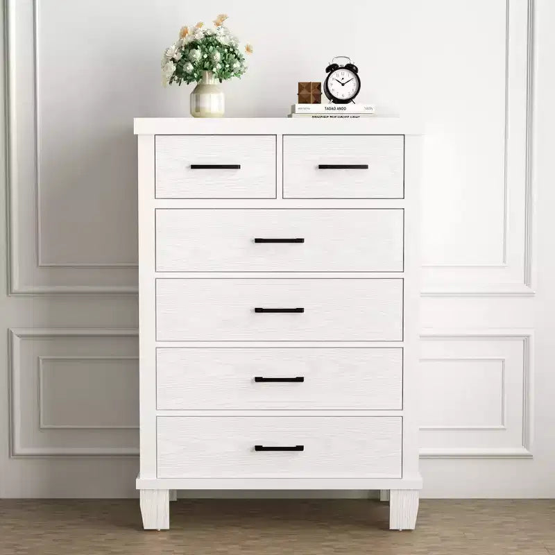 45" Tall 6 Drawer Wooden Dresser Chest - Grey