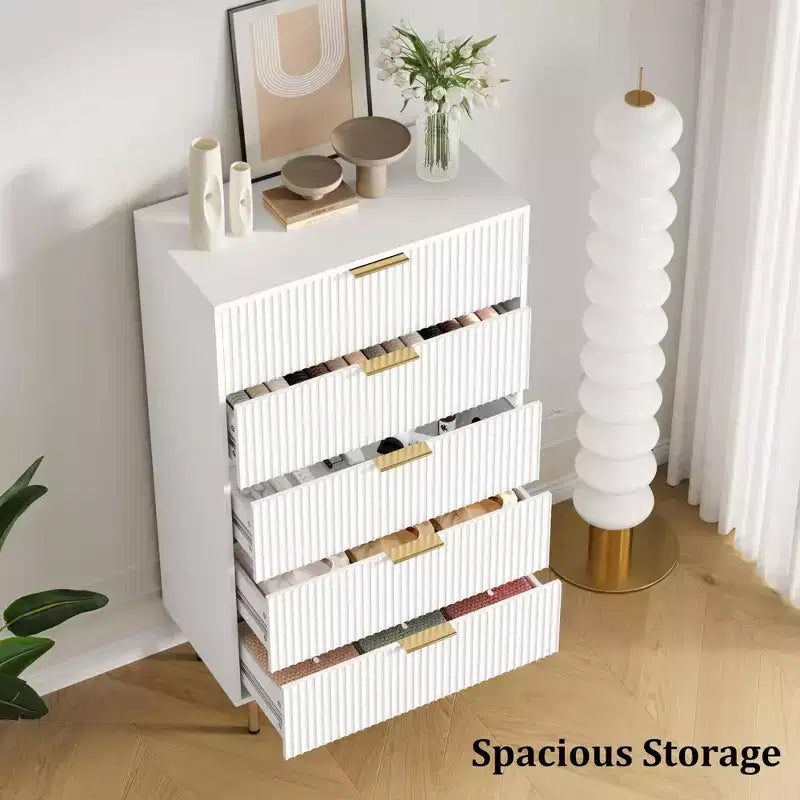 5 Drawer Wide Dresser Chest - Bedroom, Closet, Hallway