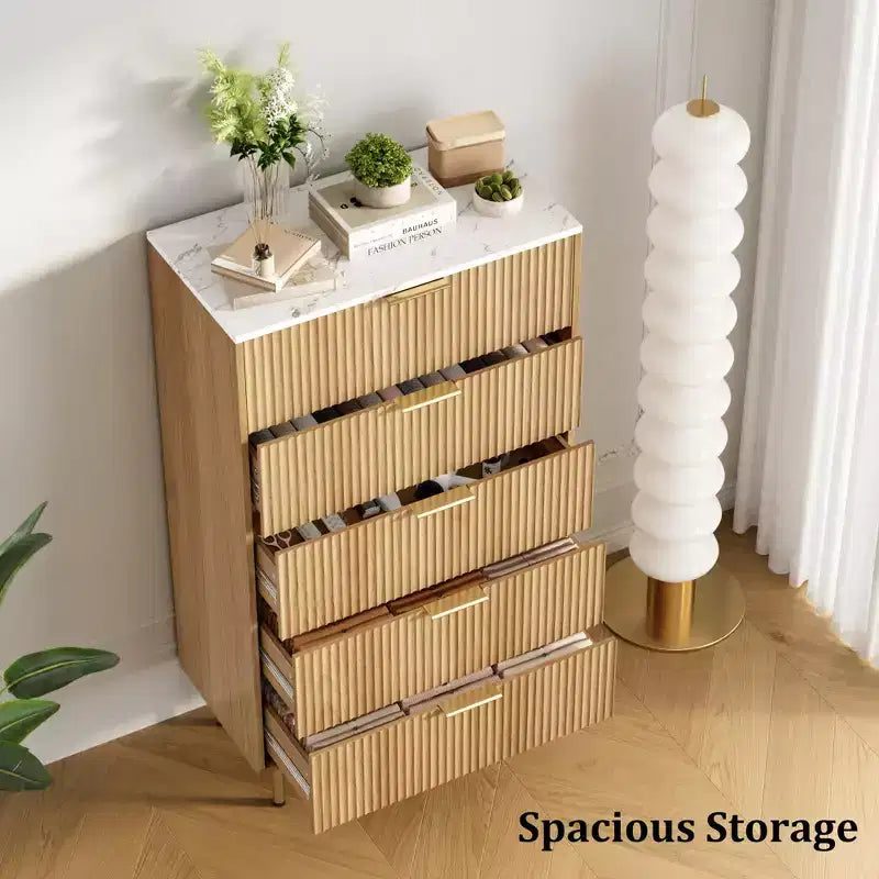 5 Drawer Wide Dresser Chest - Bedroom, Closet, Hallway