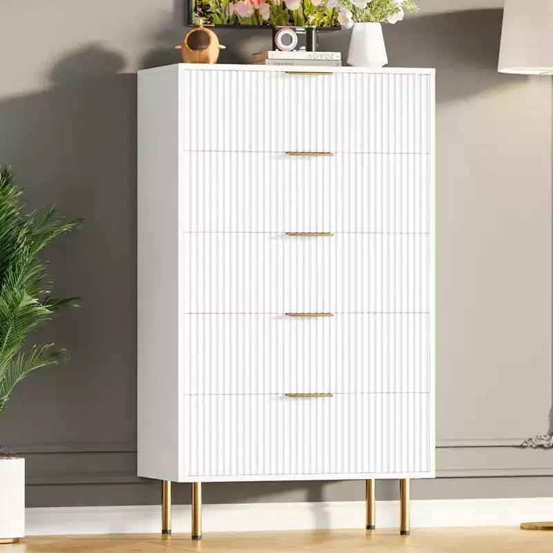 5 Drawer Wide Dresser Chest - Bedroom, Closet, Hallway