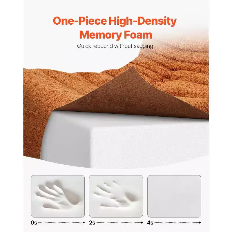 L-Shaped Memory Foam Bean Bag Chair with Storage Pocket - Brown