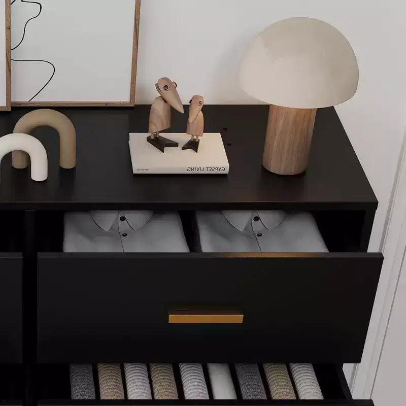 6 Drawer Wooden Dresser with Metal Handles