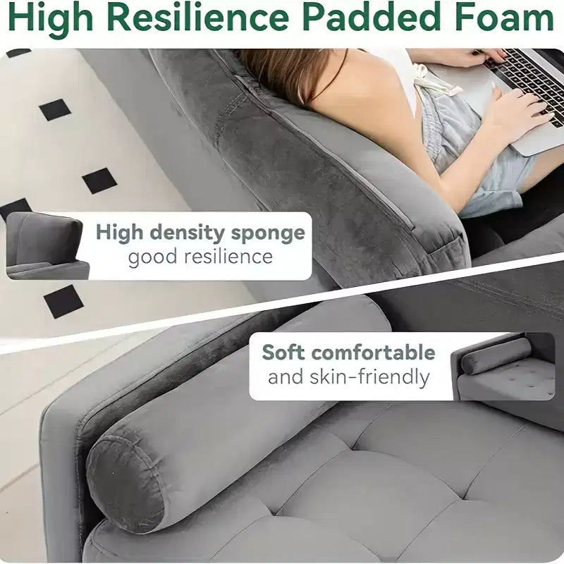 68" Mid-Century Modern 3-Seater Velvet Sofa