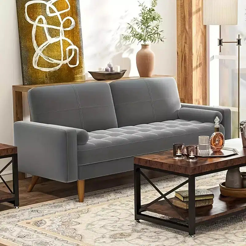 68" Mid-Century Modern 3-Seater Velvet Sofa