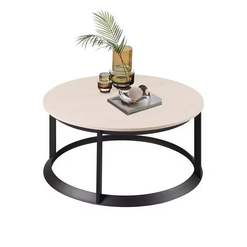 Round Coffee Table with Triangular Metal Frame