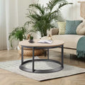 Round Coffee Table with Triangular Metal Frame