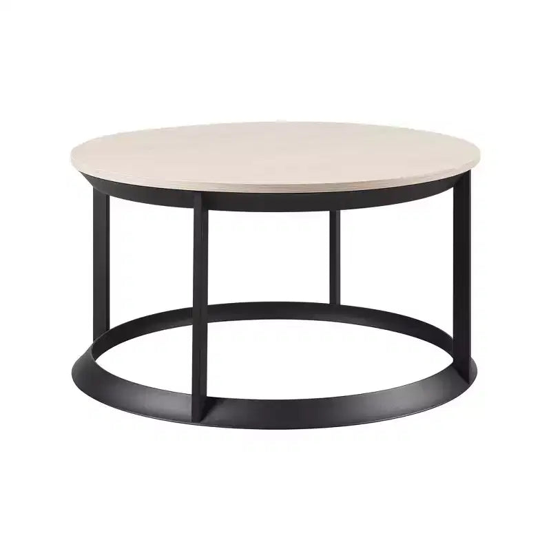 Round Coffee Table with Triangular Metal Frame