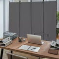 4-Panel Folding Fabric Room Divider - Light Gray