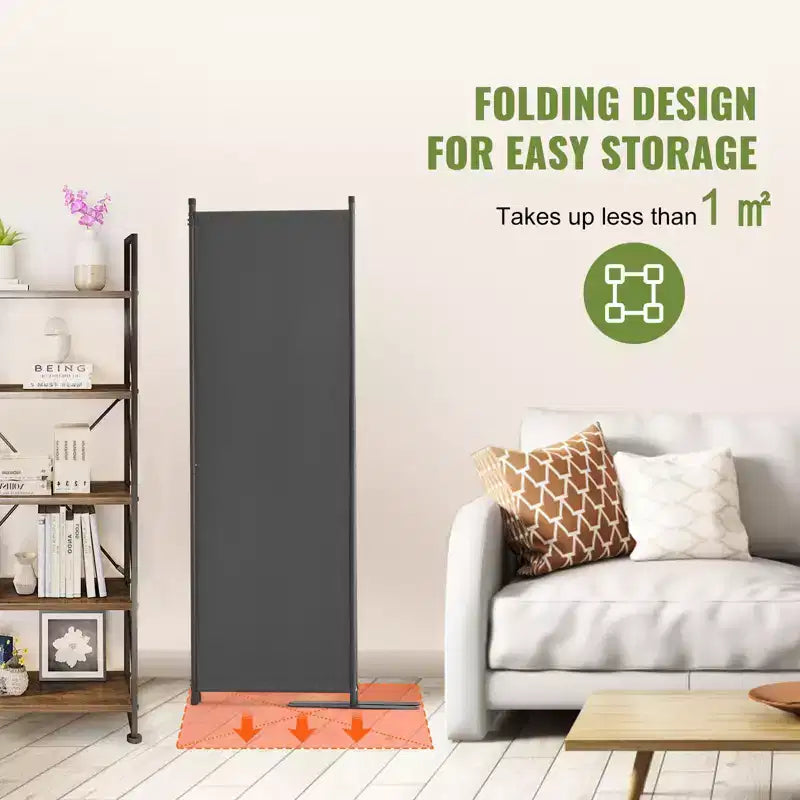 4-Panel Folding Fabric Room Divider - Light Gray