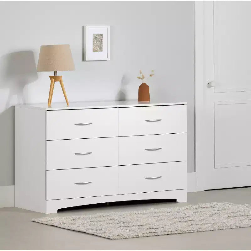 6 Drawer Horizontal Dresser - White