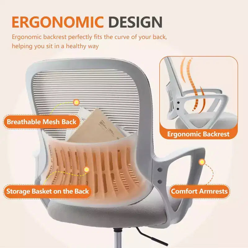 Ergonomic Office Chair for Standing Desk - Adjustable Height - Gray