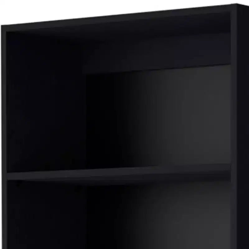 71" Black Five Tier Bookcase with Two Doors