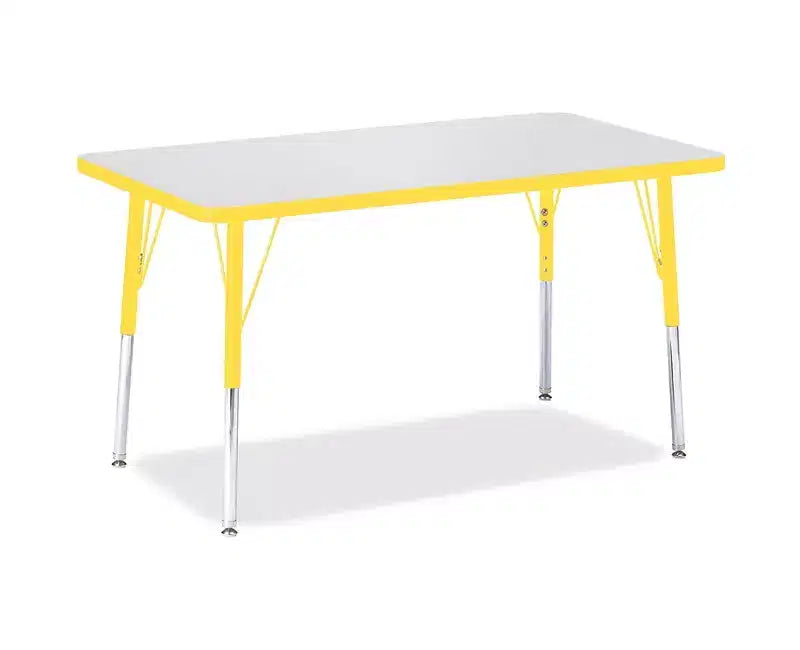 Adult Height Color Edge Rectangle Activity Table 24x36 - Yellow