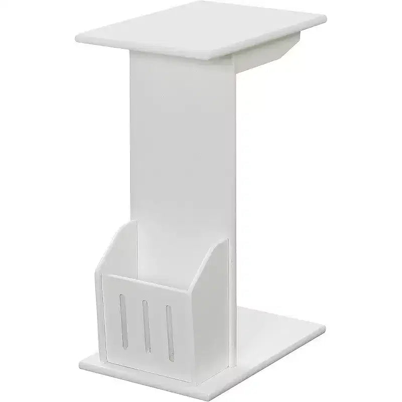 C-Shape Magazine End Table with Round Wood Top