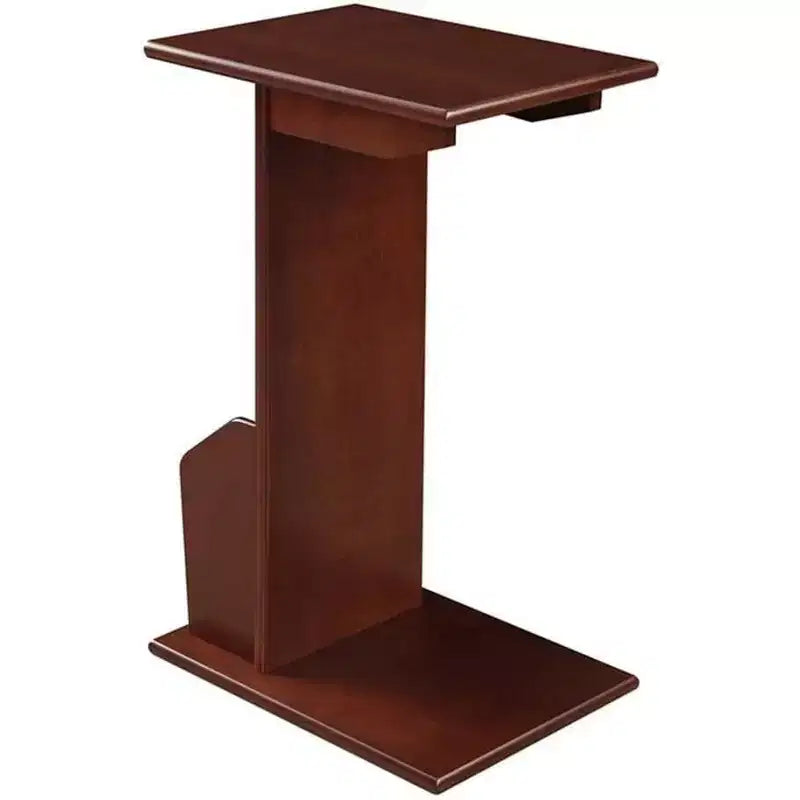C-Shape Magazine End Table with Round Wood Top