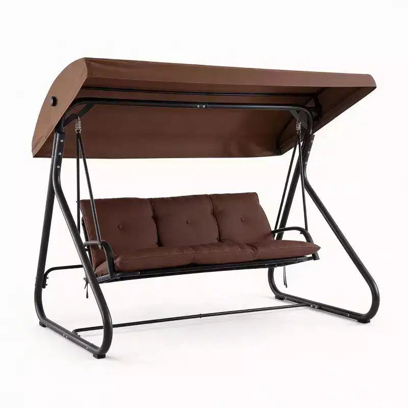 3-Seat Outdoor Convertible Swing Glider, Adjustable Canopy, Heavy-Duty Metal Frame, 750 LBS Weight Capacity, Removable Cushions, for Patio, Backyard