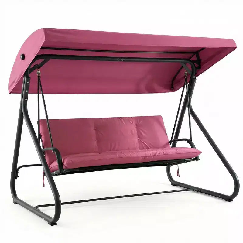 3-Seat Outdoor Convertible Swing Glider, Adjustable Canopy, Heavy-Duty Metal Frame, 750 LBS Weight Capacity, Removable Cushions, for Patio, Backyard