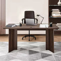 63" Large Modern Executive Desk with Cable Management - Brown