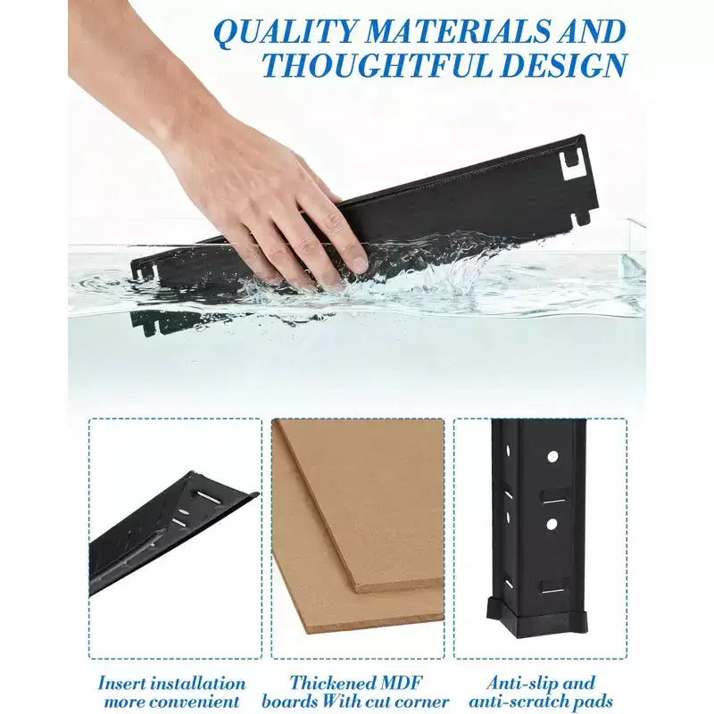 5-Tier Steel Garage Shelf  Carbon Steel Frame with MDF Boards, 180kg per Tier, Adjustable Storage Rack for Basement & Pantry