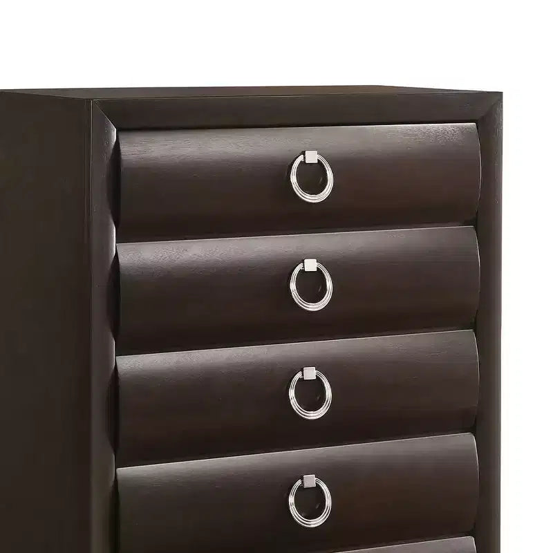 5 Drawer Chest Dresser - Dark Merlot Finish