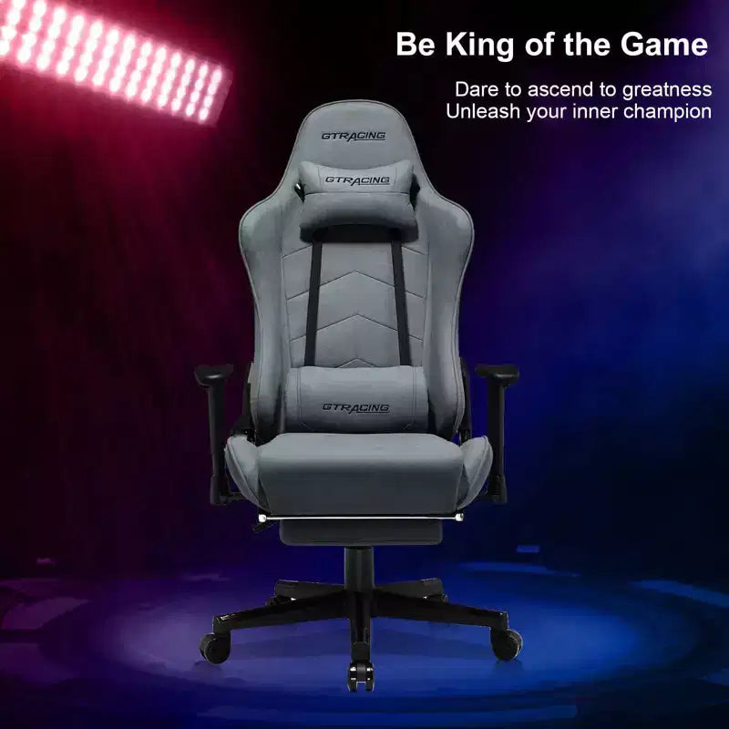 Ergonomic Gaming Chair with Footrest and Lumbar Support - Blue