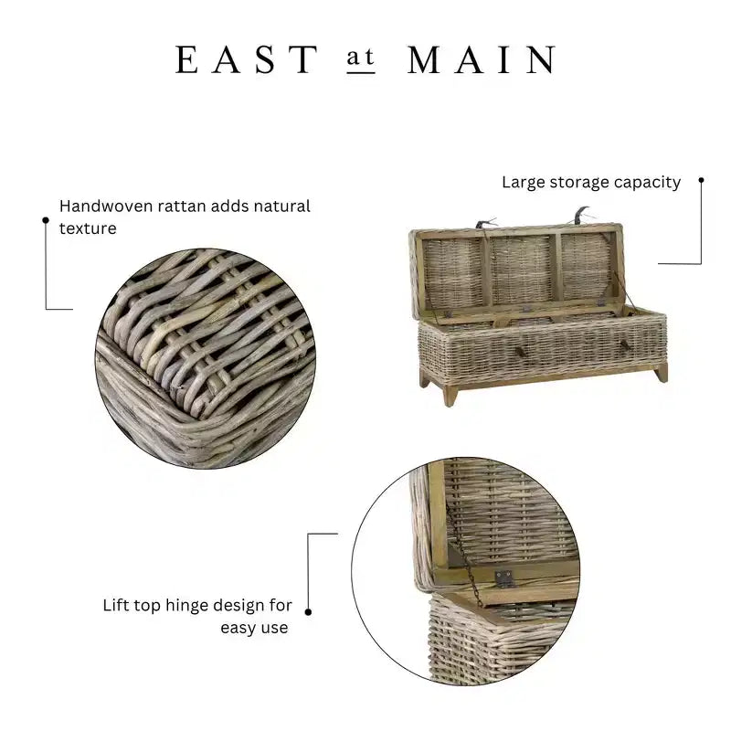 Hand Woven Rattan Coffee Table Trunk with Storage - Brown