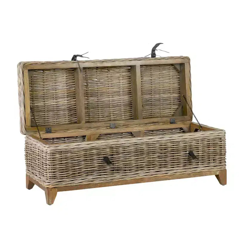Hand Woven Rattan Coffee Table Trunk with Storage - Brown