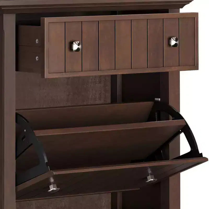 Entryway Shoe Storage Cabinet - Tilt Open, 16-24 Pairs, Large Drawer
