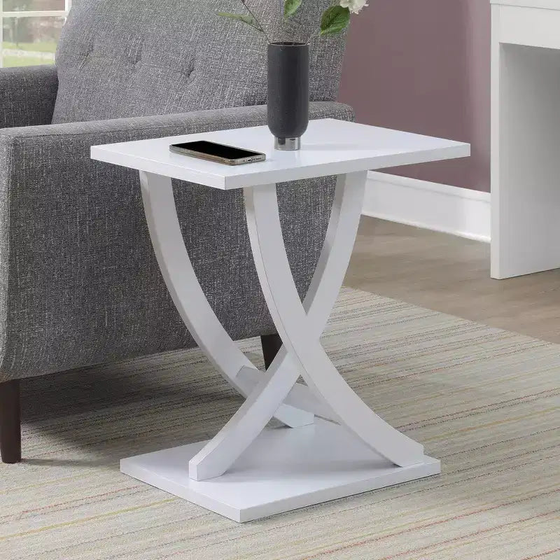 Criss-Cross Chairside End Table - White