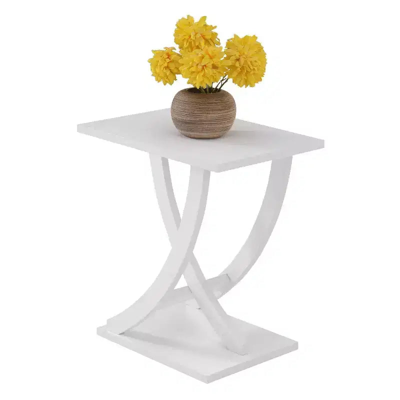 Criss-Cross Chairside End Table - White