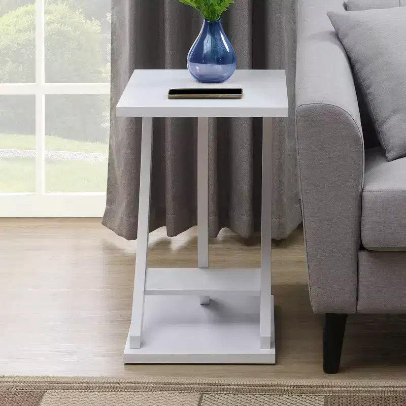 Criss-Cross Chairside End Table - White