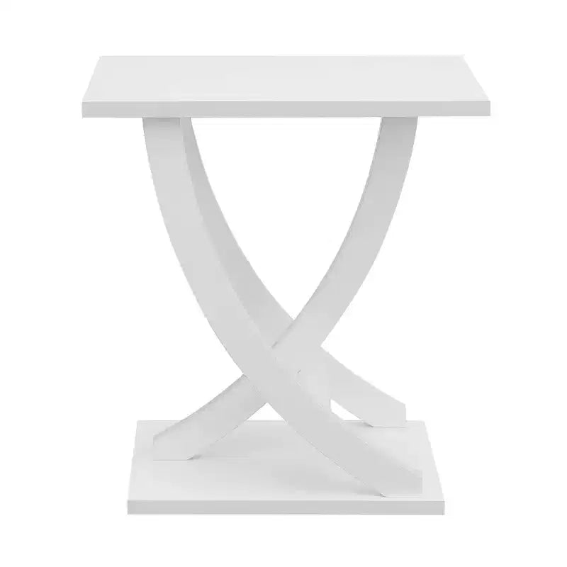Criss-Cross Chairside End Table - White